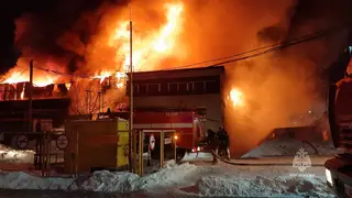 Хабаровские пожарные полдня боролись с пожаром в здании автосервиса